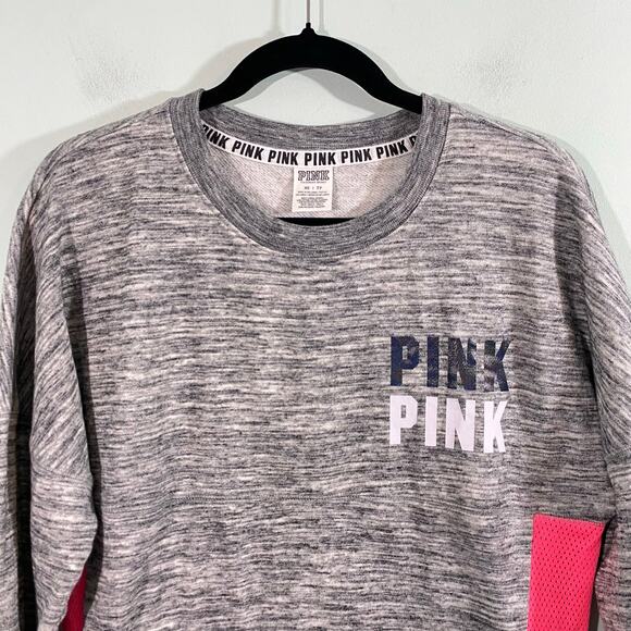 PINK Victoria's Secret Grey Large Print Graphics Pullover Sweatshirt Size XS - Picture 2 of 8